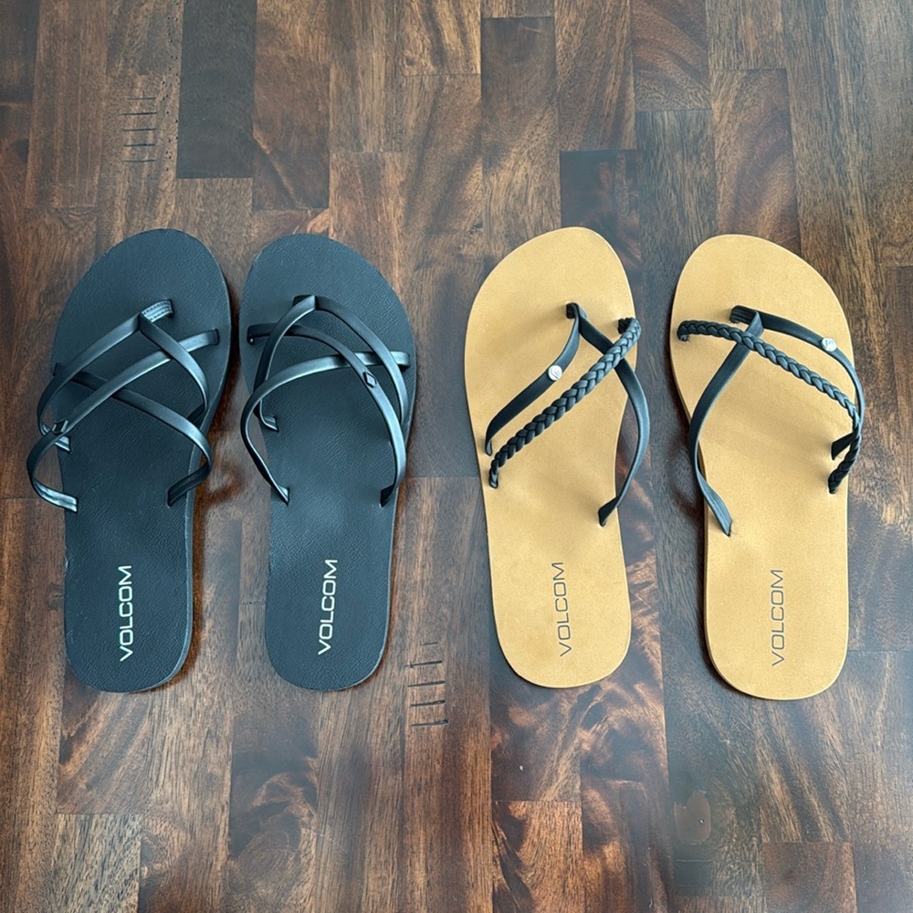 Volcom Strappy Black and Brown Sandals Duo